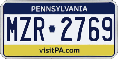 PA license plate MZR2769