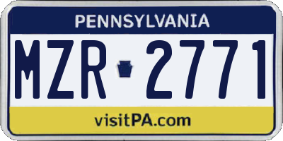 PA license plate MZR2771