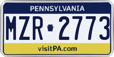 PA license plate MZR2773