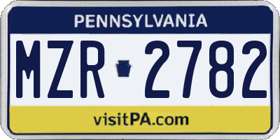 PA license plate MZR2782