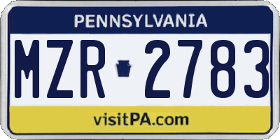 PA license plate MZR2783