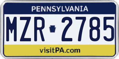 PA license plate MZR2785