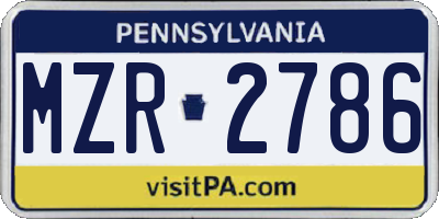 PA license plate MZR2786