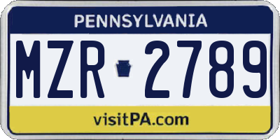 PA license plate MZR2789