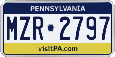 PA license plate MZR2797