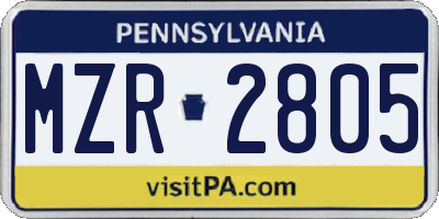 PA license plate MZR2805