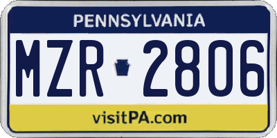 PA license plate MZR2806