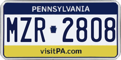 PA license plate MZR2808