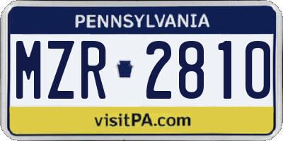 PA license plate MZR2810