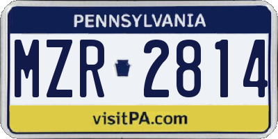 PA license plate MZR2814