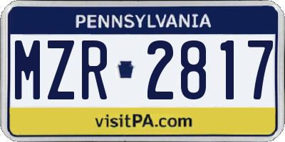 PA license plate MZR2817