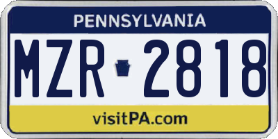 PA license plate MZR2818