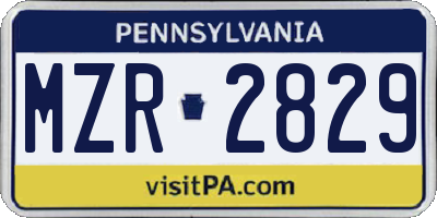 PA license plate MZR2829