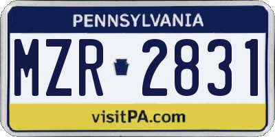 PA license plate MZR2831