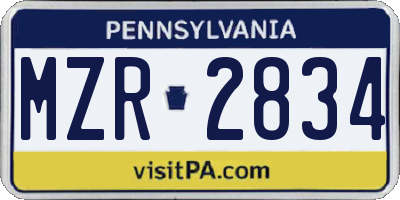 PA license plate MZR2834