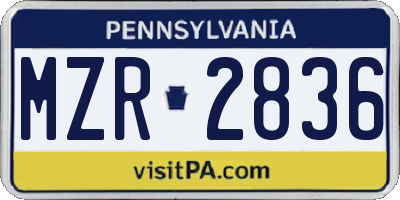 PA license plate MZR2836