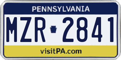 PA license plate MZR2841