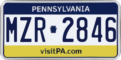 PA license plate MZR2846