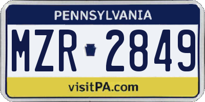 PA license plate MZR2849