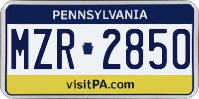 PA license plate MZR2850