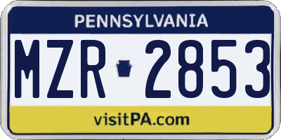 PA license plate MZR2853