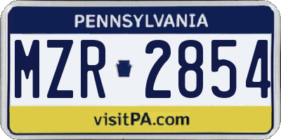 PA license plate MZR2854