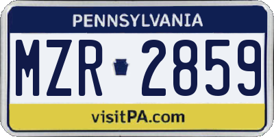 PA license plate MZR2859
