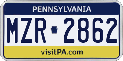 PA license plate MZR2862