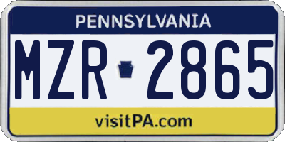PA license plate MZR2865