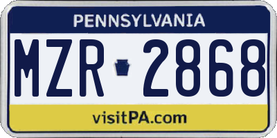 PA license plate MZR2868