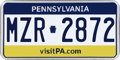 PA license plate MZR2872