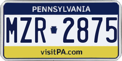 PA license plate MZR2875
