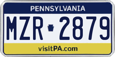 PA license plate MZR2879
