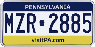 PA license plate MZR2885