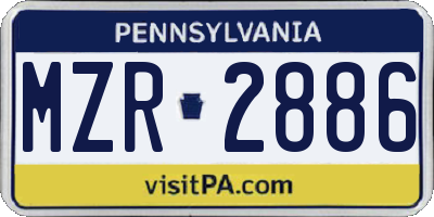PA license plate MZR2886