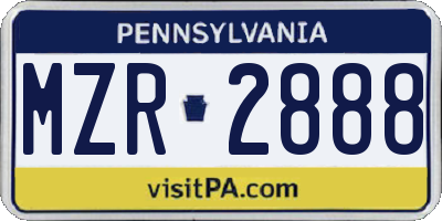 PA license plate MZR2888