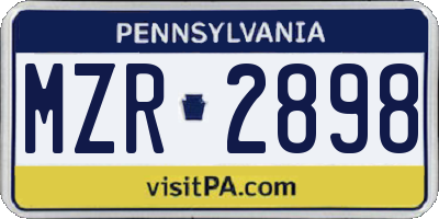 PA license plate MZR2898