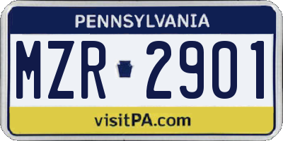 PA license plate MZR2901