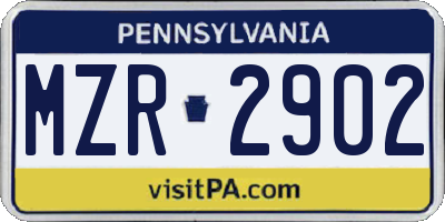 PA license plate MZR2902