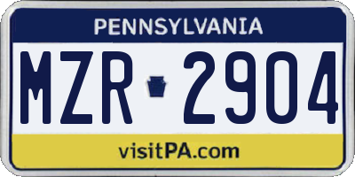 PA license plate MZR2904