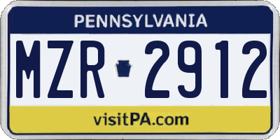 PA license plate MZR2912