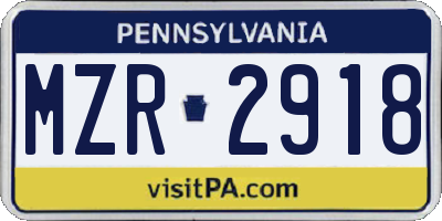 PA license plate MZR2918
