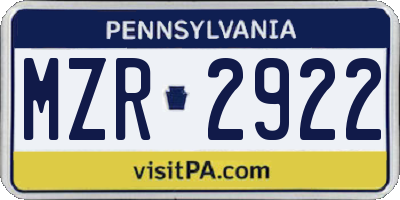 PA license plate MZR2922