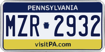 PA license plate MZR2932