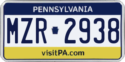 PA license plate MZR2938