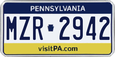 PA license plate MZR2942