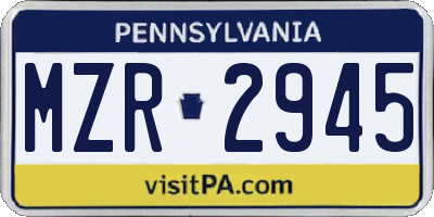 PA license plate MZR2945
