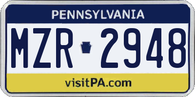 PA license plate MZR2948
