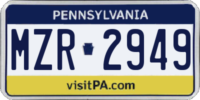 PA license plate MZR2949