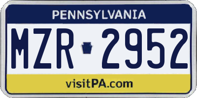PA license plate MZR2952